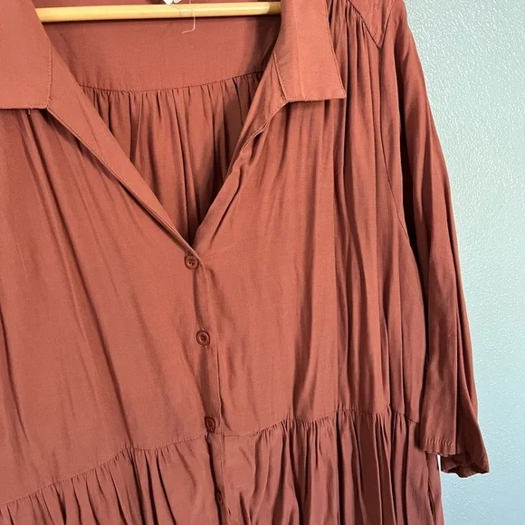 Flawless Terracotta Button-Up Dress - Picture 2 of 4